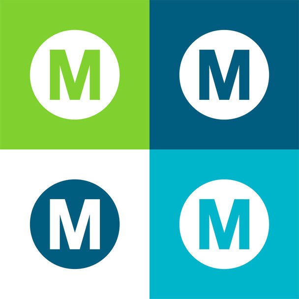 Baltimore Metro Logo Symbol Lapos négy szín minimális ikon készlet - Vektor, kép