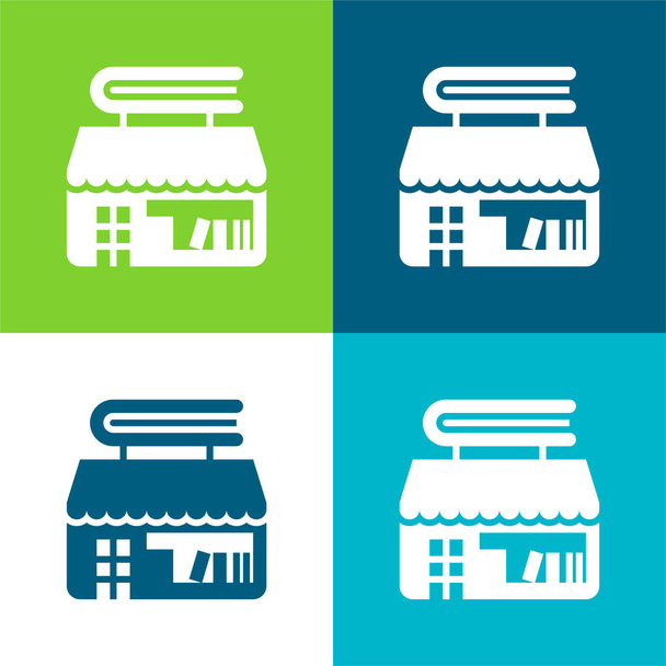 Bookstore Flat four color minimal icon set - Vector, Image