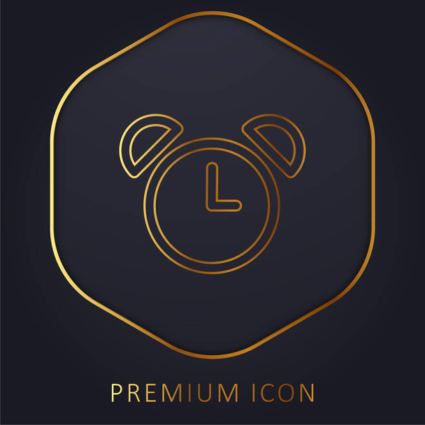 Relógio de alarme de design antigo linha dourada logotipo premium ou ícone - Vetor, Imagem
