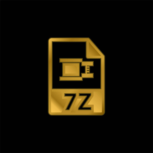 7z File Format Variant gold plated metalic icon or logo vector - Vector, Image