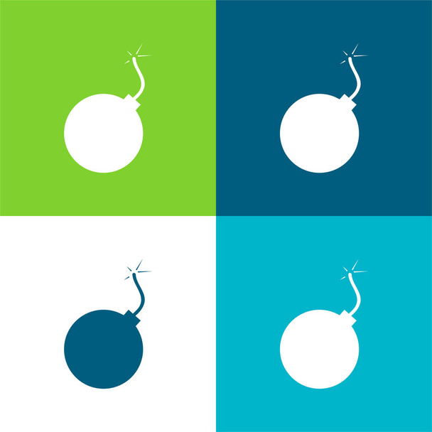 Bombe Ensemble d'icônes minimal plat quatre couleurs - Vecteur, image