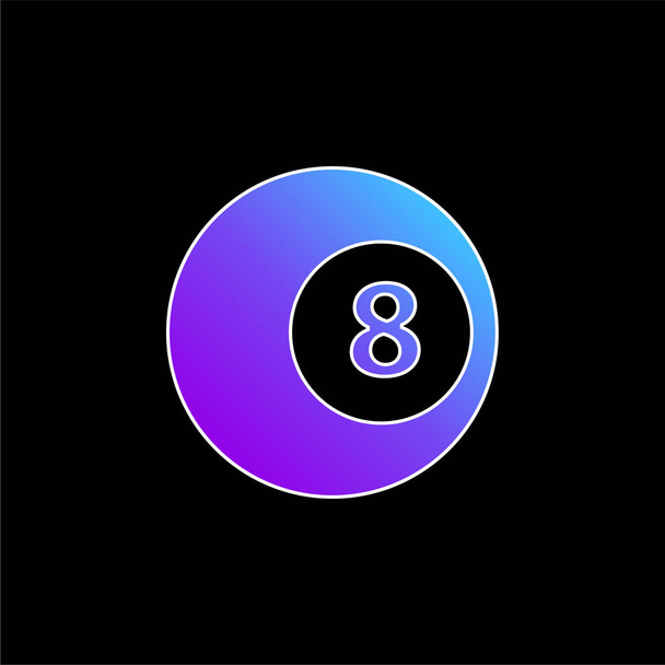 Fekete Nyolcas biliárd labda kék gradiens vektor ikon - Vektor, kép