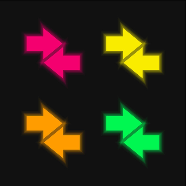 Стрілки чотири кольори, що світяться неоном Векторна піктограма
 - Вектор, зображення