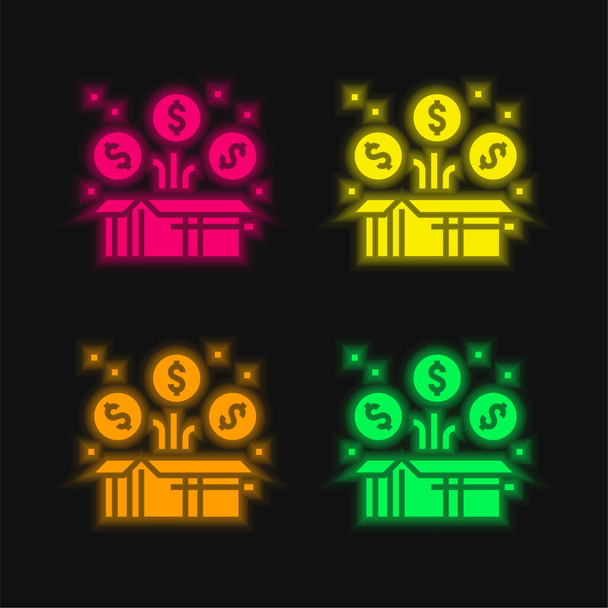 ボーナス4色輝くネオンベクトルアイコン - ベクター画像