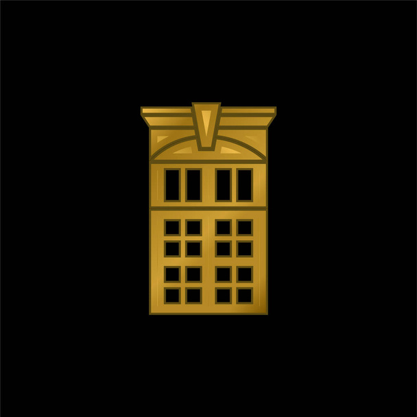Великі розкішні двері Вхід Архітектурна деталь Золота металева іконка або вектор логотипу
 - Вектор, зображення