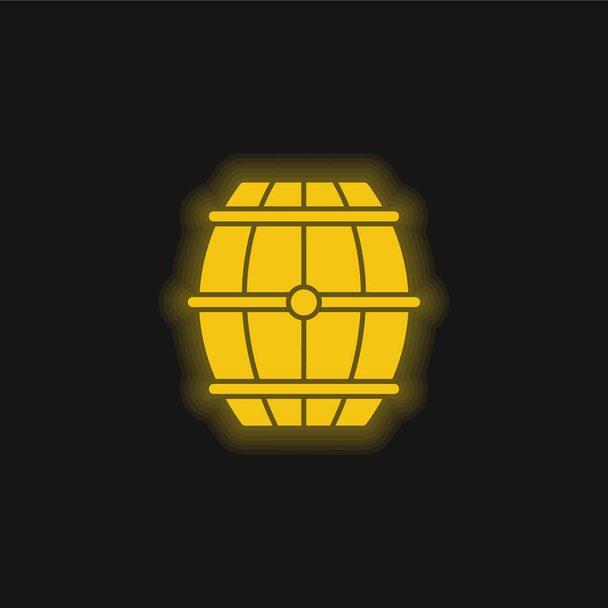 Barrel yellow glowing neon icon - Vector, Image
