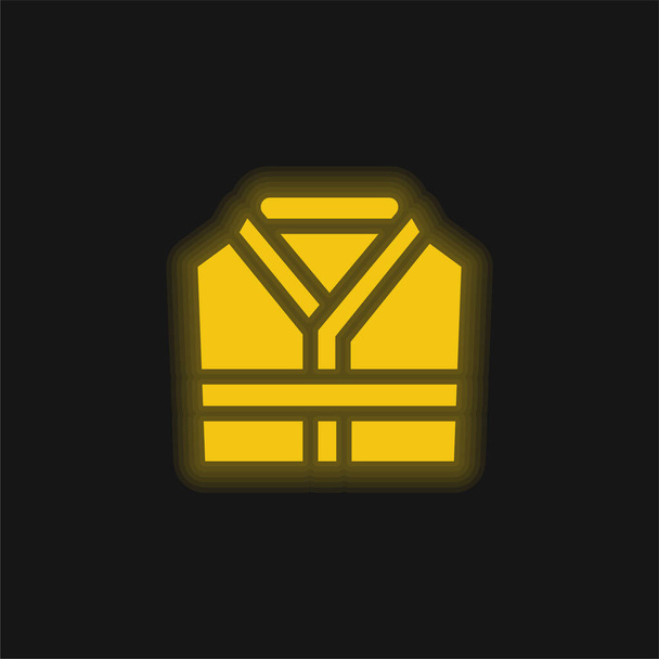 Fürdőköpeny sárga izzó neon ikon - Vektor, kép
