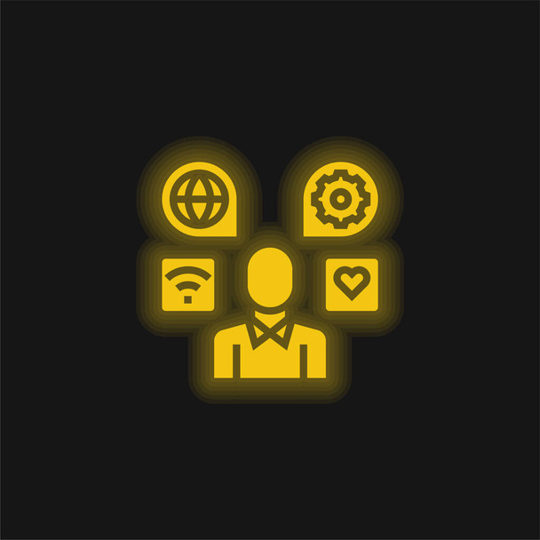 Application jaune brillant icône néon - Vecteur, image