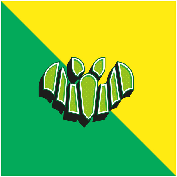 Летучая мышь Зеленый и желтый современный трехмерный векторный логотип - Вектор,изображение