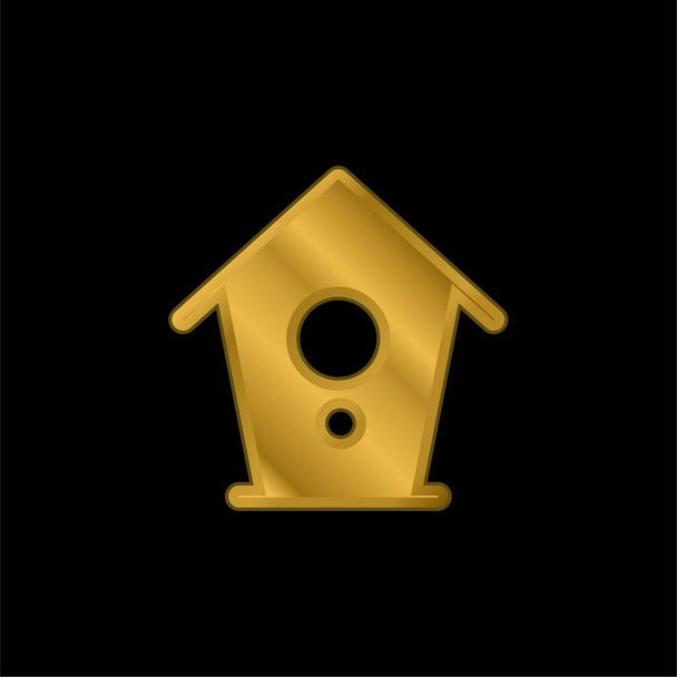 Icona metallica placcata oro Birdhouse o vettore logo - Vettoriali, immagini