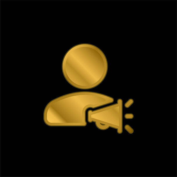 Announcer gold plated metalic icon or logo vector - Vector, Image