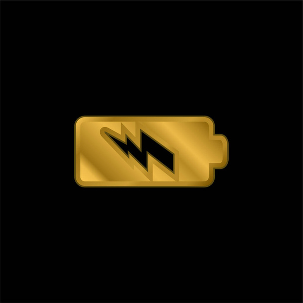 Battery Power gold plated metalic icon or logo vector - Vector, Image