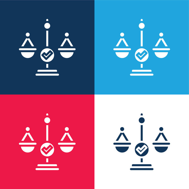 Balanced blue and red four color minimal icon set - Vector, Image