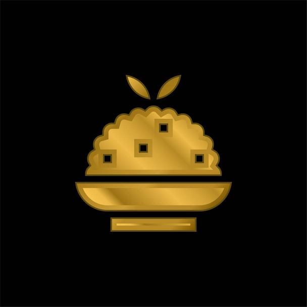 Biryani chapado en oro icono metálico o logo vector - Vector, Imagen