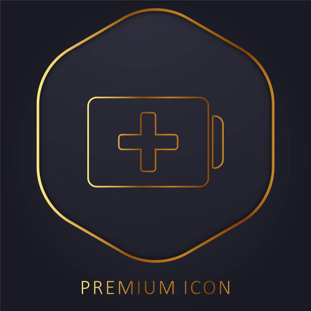 Battery With Plus Sign golden line premium logo or icon - Vector, Image