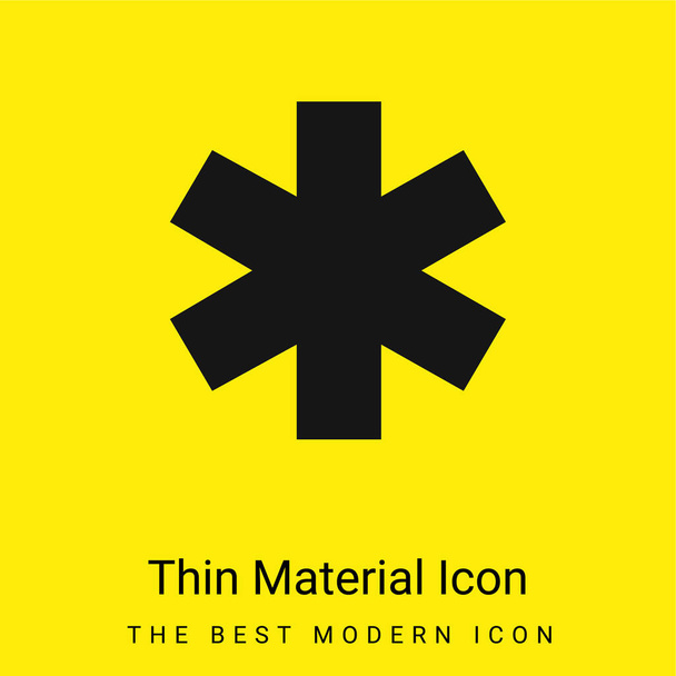 Asterisk minimaal helder geel materiaal icoon - Vector, afbeelding