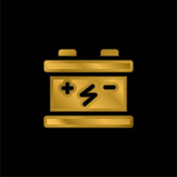 Battery gold plated metalic icon or logo vector - Vector, Image