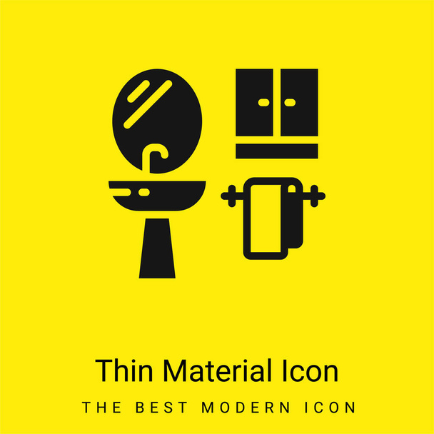 Icône matérielle jaune vif minimale salle de bain - Vecteur, image