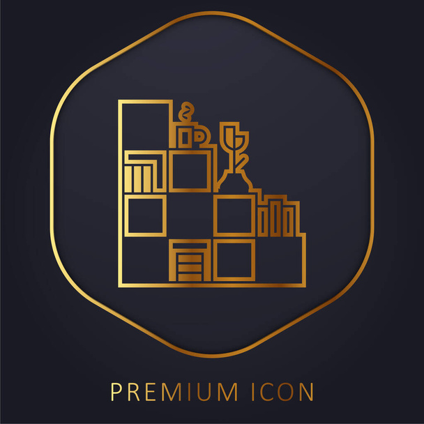Kirjahylly kultainen linja premium logo tai kuvake - Vektori, kuva