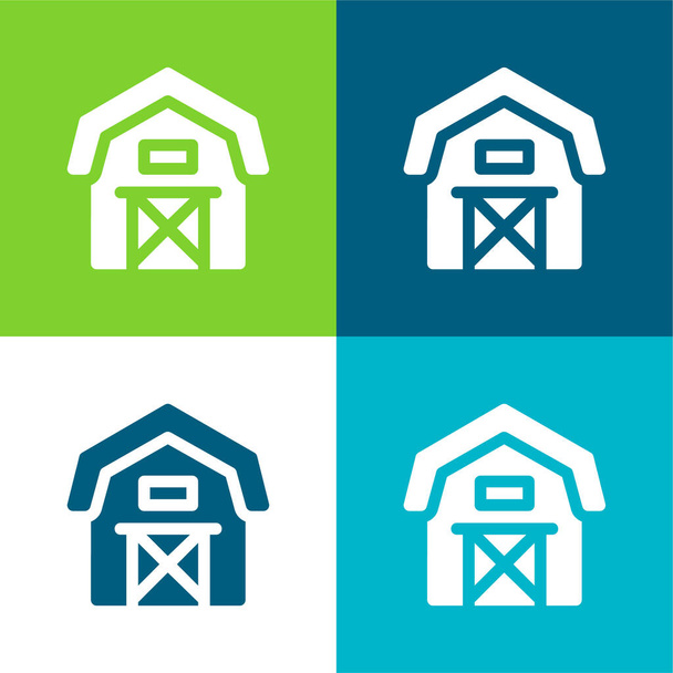Barn Flat négy szín minimális ikon készlet - Vektor, kép