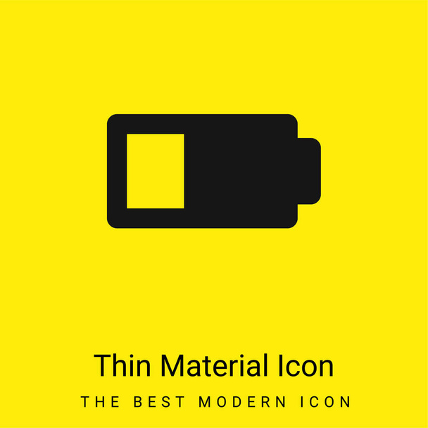 Akkumulátor állapotjelző kevesebb, mint fele energia töltés minimális fényes sárga anyag ikon - Vektor, kép