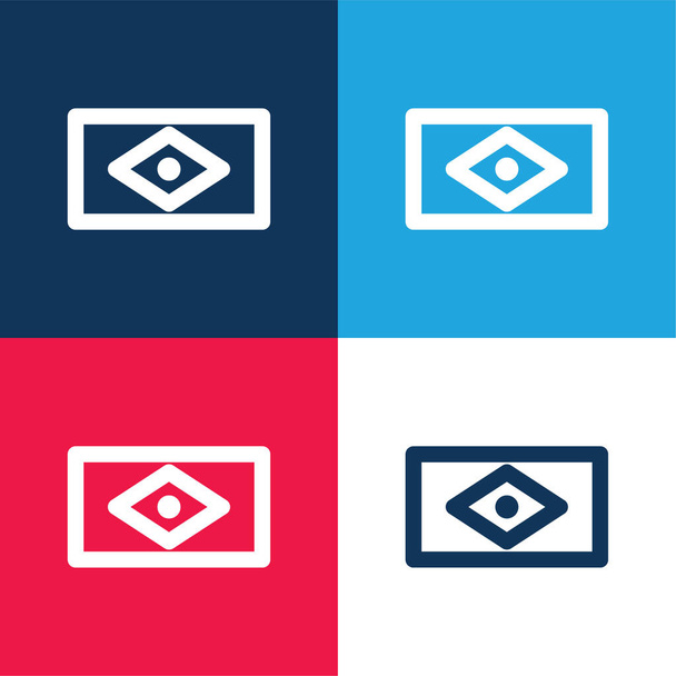 Bandera de Brasil azul y rojo conjunto de iconos mínimo de cuatro colores - Vector, imagen
