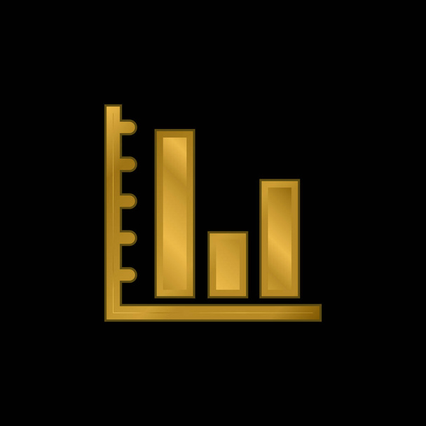 Barre grafiche di business Statistiche oro placcato icona metallica o logo vettoriale - Vettoriali, immagini