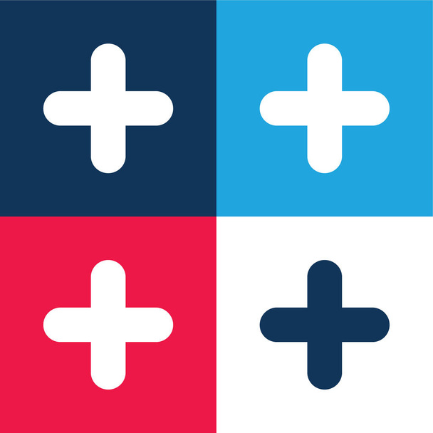 Add Icon blue and red four color minimal icon set - Vector, Image