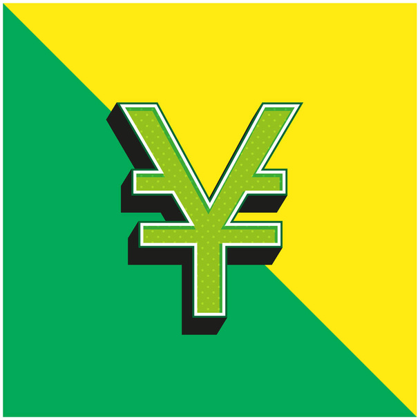 Großes Yen-Symbol Grünes und gelbes modernes 3D-Vektor-Symbol-Logo - Vektor, Bild