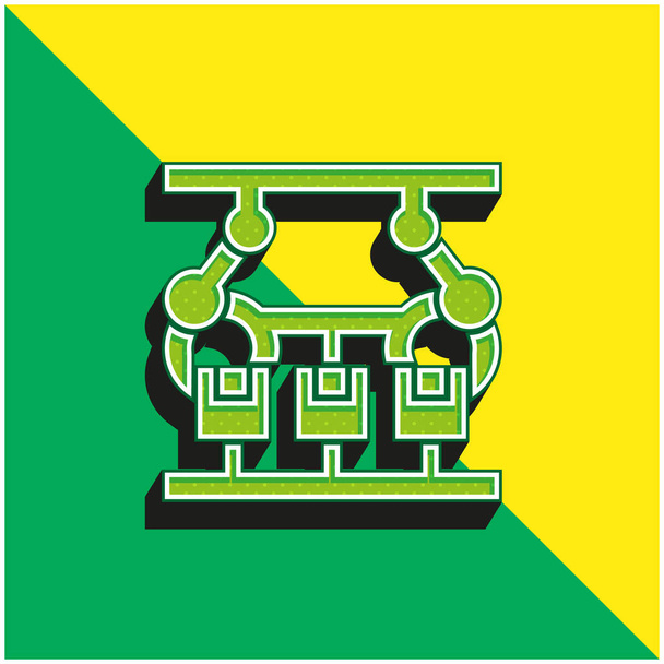 Assemblaggio logo icona vettoriale 3d moderna verde e gialla - Vettoriali, immagini
