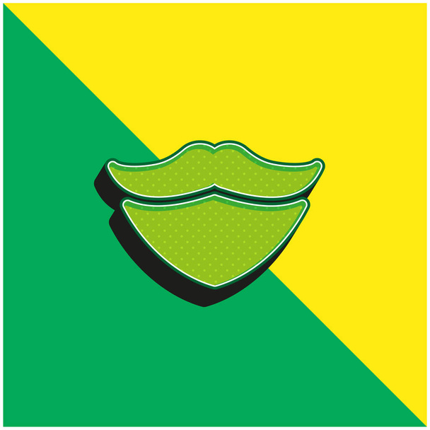 ひげグリーンと黄色の現代的な3Dベクトルのアイコンのロゴ - ベクター画像