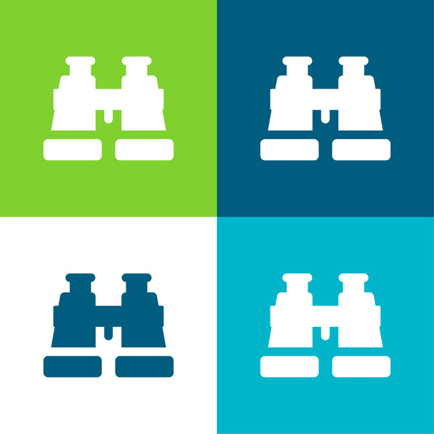 Binóculos Flat quatro cores conjunto de ícones mínimos - Vetor, Imagem