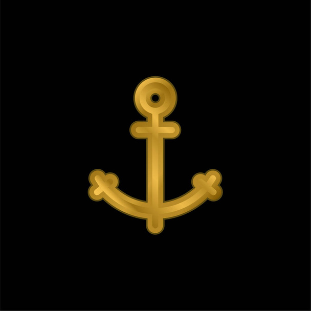 Anchor gold plated metalic icon or logo vector - Vector, Image