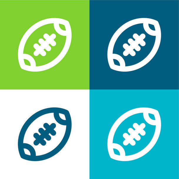Αμερικάνικο Ποδόσφαιρο Επίπεδη τέσσερις χρώμα ελάχιστο σύνολο εικονιδίων - Διάνυσμα, εικόνα