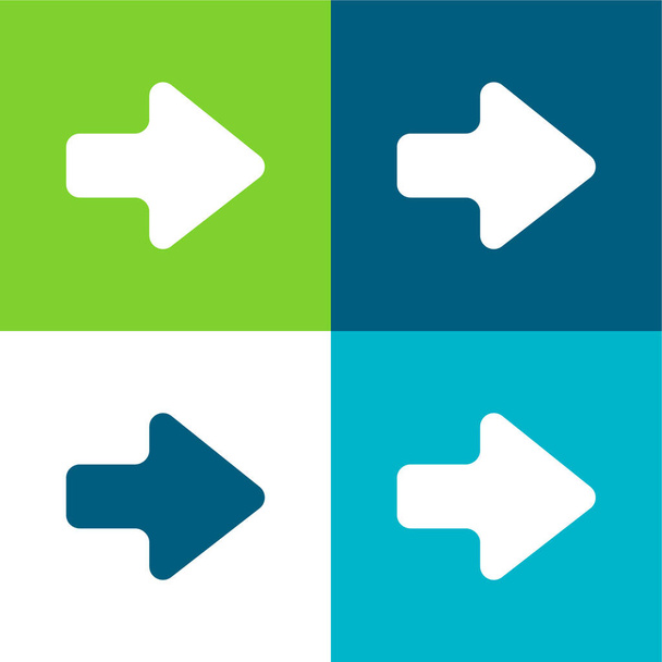 Flèche pointant vers la droite Ensemble minimal d'icônes plat quatre couleurs - Vecteur, image