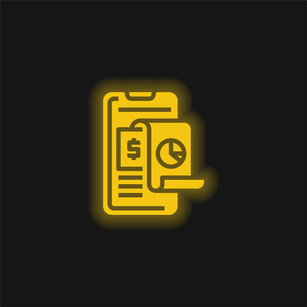 Analiz sarı parlak neon simgesi - Vektör, Görsel