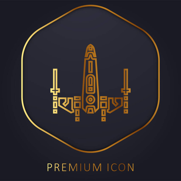 Battleship linha dourada logotipo premium ou ícone - Vetor, Imagem