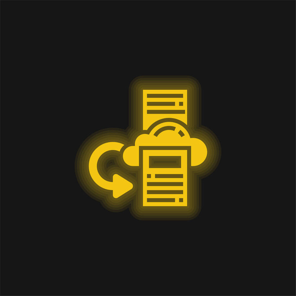 Backup yellow glowing neon icon - Vector, Image