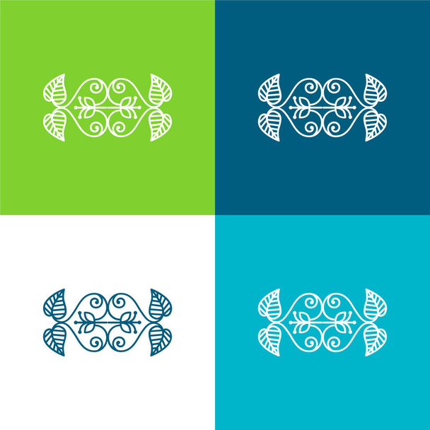 Krásný květinový design Byt čtyři barvy minimální ikona sada - Vektor, obrázek