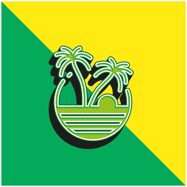 Strand Zöld és sárga modern 3D vektor ikon logó - Vektor, kép