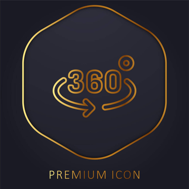 360 astetta kultainen linja palkkio logo tai kuvake - Vektori, kuva