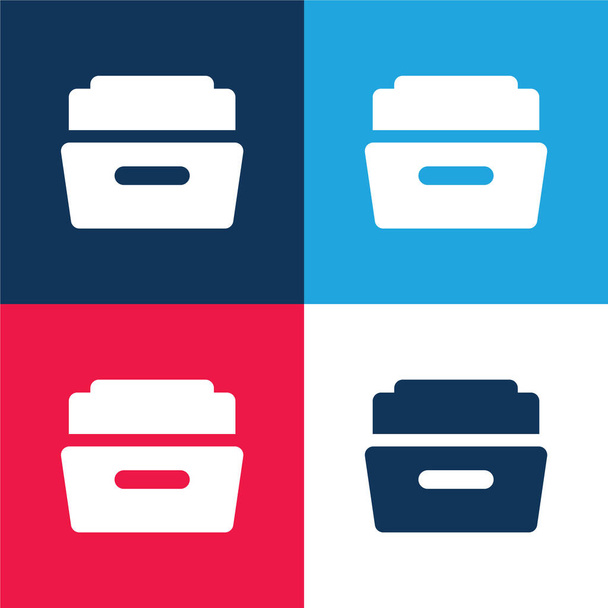Big Open Folder blau und rot vier Farben minimalen Symbolsatz - Vektor, Bild