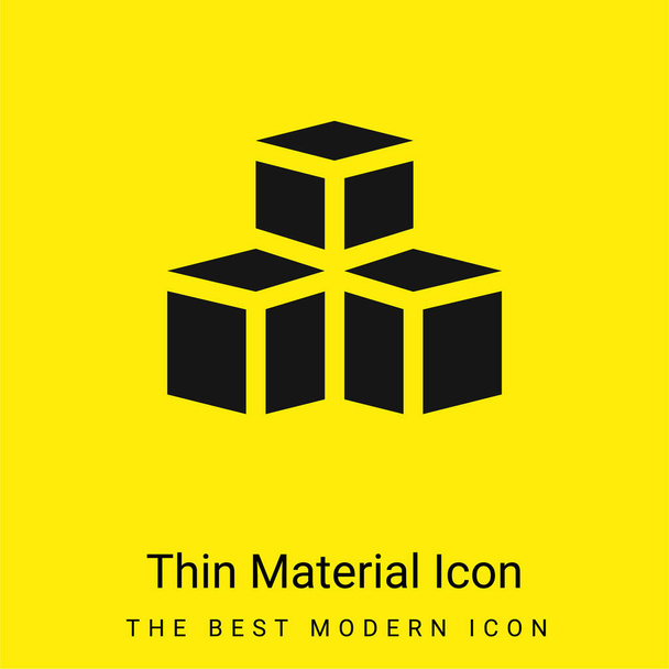 Icône matérielle jaune vif minimale du modèle 3d - Vecteur, image
