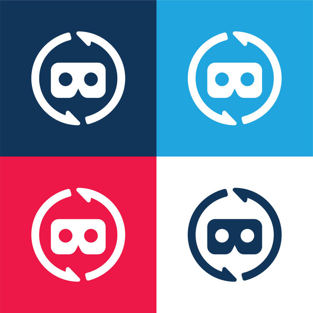 Ar Glasses blue and red four color minimal icon set - Vector, Image