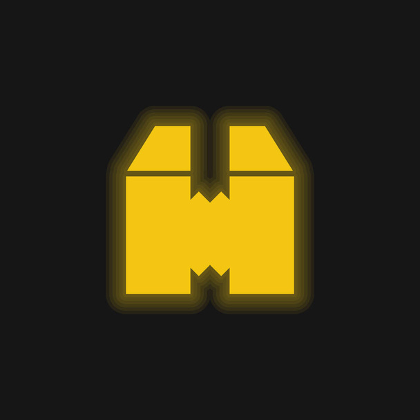 Коробка жовта сяюча неонова піктограма
 - Вектор, зображення