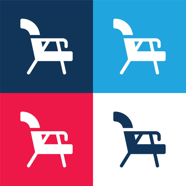 Fotel niebieski i czerwony czterech kolorów minimalny zestaw ikon - Wektor, obraz