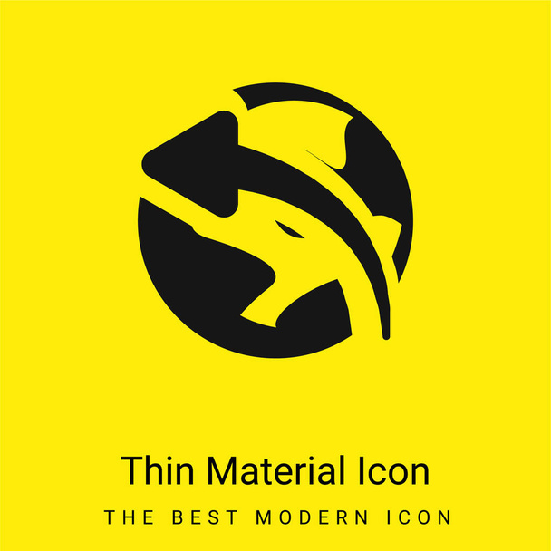 Flèche sur Globe minimal jaune vif icône matérielle - Vecteur, image