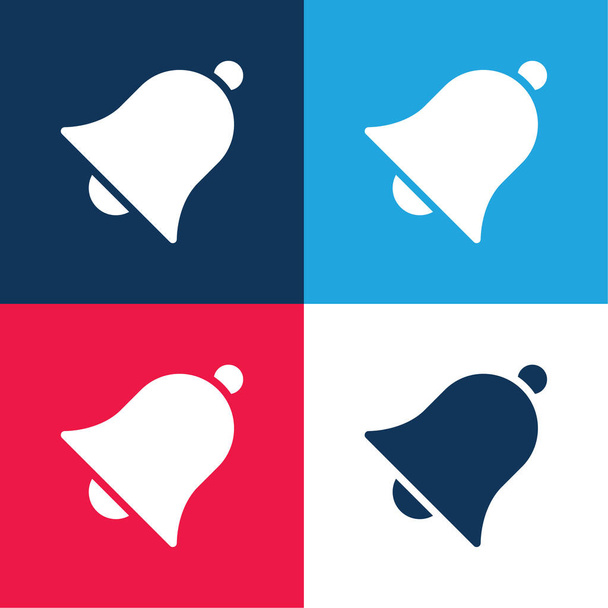 Bell niebieski i czerwony zestaw czterech kolorów minimalny zestaw ikon - Wektor, obraz