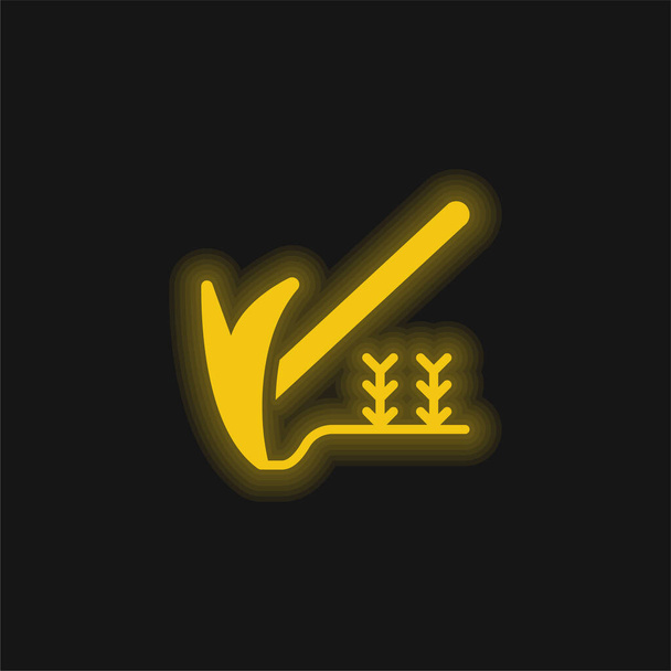 Ícone de néon brilhante amarelo agricultura - Vetor, Imagem