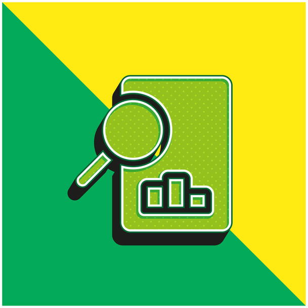 Analyse Groen en geel modern 3D vector icoon logo - Vector, afbeelding